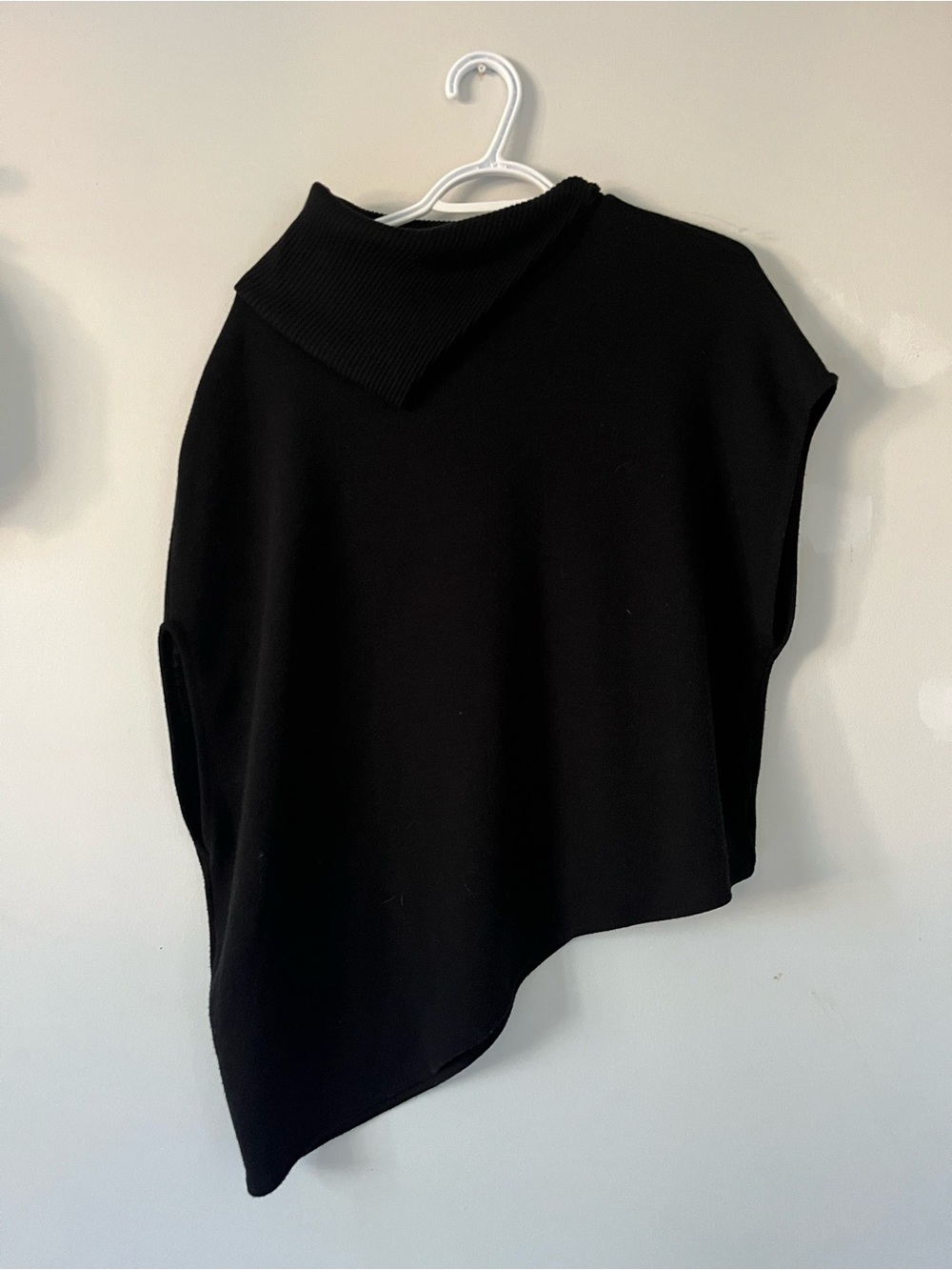 Zara Black Asymmetrical lagenlook artsy old money Turtle Neck Sweater poncho